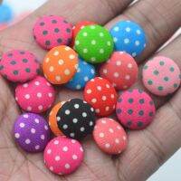 15mm Polka-dot Flatback Fabric Covered ButtonScrapbooking Embellishment Button Materials DIY Crafts Earring Jewelry Supplies