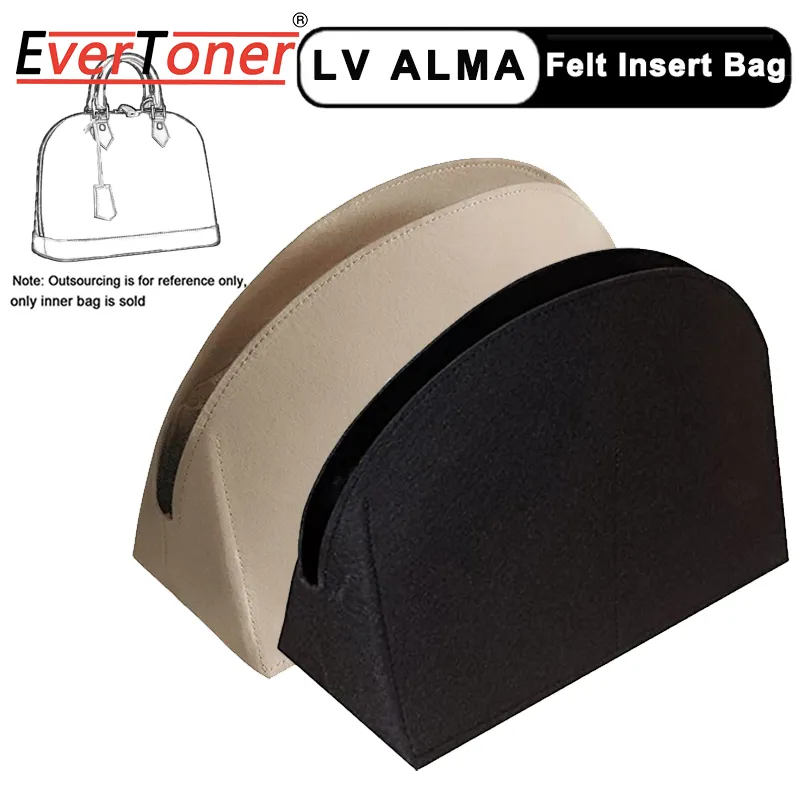 EverToner Felt Bag Organizer Insert Toiletry Bags Makeup Handbag Fits For  LV Alma BB PM Insert Bag in Bag Travel Purse Portable Cosmetic Base Shaper
