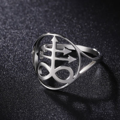 LIKGREAT athan Cross Satan Ring for Men Women Church of Symbol Talisman Amulet Demon Devil Signet Rings Jewelry