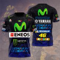 （Can Customizable）Yamaha VR46 Racing Team x MON 3D Shirt Mens T-Shirt Summer Short Sleeve Women Clothing New Sport Cool Children Tee Tops（Adult and Childrens Sizes）