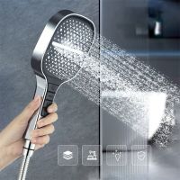 8-Speed Square Shower Head Large Panel Booster Faucet Nozzle Water Saving Piano Adjustable Water Massage Bathroom Shower Head Showerheads