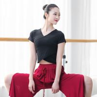 ▫ Dancers Song Modern Dance Clothing Female Adult Yoga Latin Dance Top Loose Short-Sleeved Navel Exercise Clothes