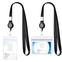 hot！【DT】﹉  1PC Transparent Exhibition ID Business Card with Lanyard Neck for Student Staff School Name Badge Credit Holder