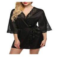 [Free ship] Send new and imitation silk black home clothes two-piece set fashionable comfortable lace pajamas set