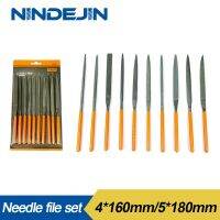 NINDEJIN 10ชิ้น/เซ็ตไฟล์แบบเข็มตั้งเหล็ก4*160มม.5*180มม.ชุดไฟล์สำหรับโลหะไม้แก้วหิน