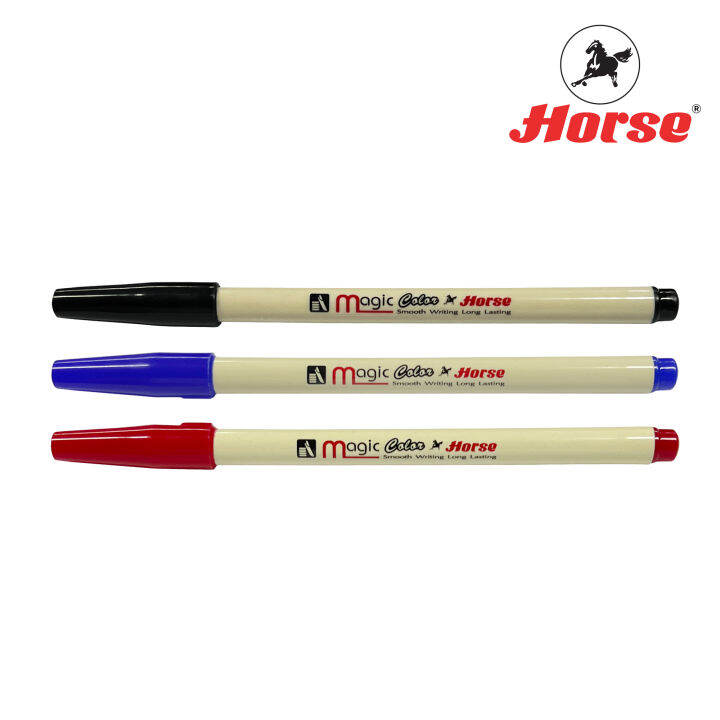 horse-ตราม้า-ปากกาสีน้ำ-ปากกาเมจิก-ตราม้า-แบบสีเดี่ยว-น้ำเงิน-ดำ-แดง-h-112-จำนวน-12-ด้าม-กล่อง