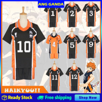 ไฮคิวคู่!! เจอร์ซีย์ชุดคอสเพลย์ Karasuno High School Kageyama Hinata Shoyo ชุดเสื้อกีฬาชุดเครื่องแบบรองเท้าส้นสูง