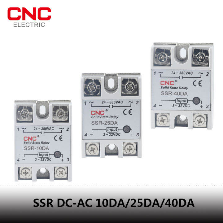 cnc-โซลิดสเตรีเลย์-ssr-25da-40da-dc-ควบคุม-ac-สีขาวเชลล์เฟสเดียวที่มีฝาครอบพลาสติกอินพุต3-32โวลต์เอาท์พุท24-380โวลต์