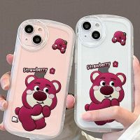 Samsung S23 S22 S21บวก A04พิเศษ A34 A54 A14 A21S A11 A22 A73 A52 A53 A33เคสโทรศัพท์แบบใส A23 A13 A32 A12 A72การ์ตูนสตรอเบอร์รี่หมีนุ่ม