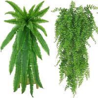 Large Hanging Artificial Plants Greenery Fern Grass Green Plants Wall Decor Fake Flower DIY Wedding Party Home Garden Decoration Artificial Flowers  P