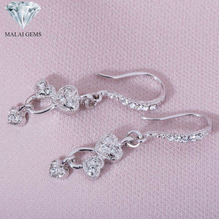 malai-gems-ต่างหูเพชร-เงินแท้-silver-925-เพชรสวิส-cz-เคลือบทองคำขาว-รุ่น-51000126-แถมกล่อง-ต่างหูcz-ต่างหูเงินแท้