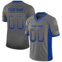 Fashion Gray Series Customized Football Jersey Personlized Printed and Sew Football V-Neck Athletic Unisex T-Shirts