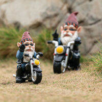 Biker Gnome กับรถจักรยานยนต์รูปปั้นเรซิ่นหุ่นสวน Gnomes ตกแต่งสำหรับลานลานสนามหญ้าระเบียงสีเต็มรูปแบบขายดี