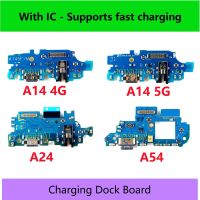 ขั้วต่อบอร์ดเฟล็กซ์ USB ดั้งเดิมชาร์จพอร์ตเหมาะสำหรับ Samsung Galaxy A14 A24 A54การเปลี่ยนชิ้นส่วนไมโครโฟน4G 5G