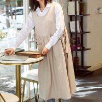 Long Cotton Apron Flt Artist Painter Craft Flower Shop Work Wear Waitress Cafe Barista Pastry Chef Catering Uniform E87