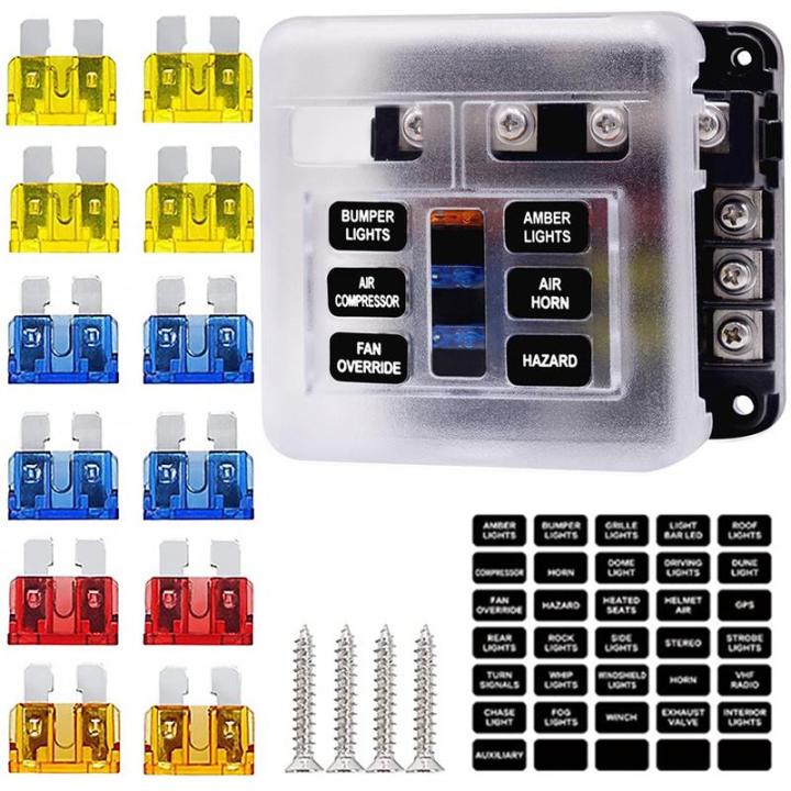 ฟิวส์บล็อกฟิวส์6ทาง12v-24v-ที่เก็บฟิวส์บ็อกซ์ฟิวส์บล็อกวงจรพร้อมฟิวส์12ใบชุดสัญญาณไฟ-led-กล่องฟิวส์รถยนต์กล่องฟิวส์รถยนต์6ทางกล่องเดินทางฟิวส์กันน้ำบล็อกฟิวส์-xinanhome