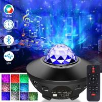 Starry Projector Galaxy Night Light with Ocean Wave Music Speaker Nebula Cloud Ceiling Lamp for Decoration Birthday Gift Party Night Lights