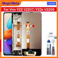 MagicMeta ต้นฉบับ6.55นิ้วจอ LCD สำหรับ Vivo Y22 V2207ชิ้นส่วนจอสัมผัสแอลซีดีของเครื่องแปลงดิจิทัลพร้อมกรอบสำหรับ Vivo Y22วินาที V2206อะไหล่ซ่อม Lcd