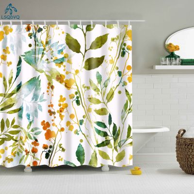 【CW】☜○☞  Leaves Trees Rural Scenery Shower Curtain Polyester Frabic with 12 Hooks