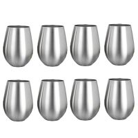 8PCS Stainless Steel Stemless Wine Glasses Kitchen Bar Unbreakable Metal Drink Cups for Indoor &amp; Outdoor Picnics Camping