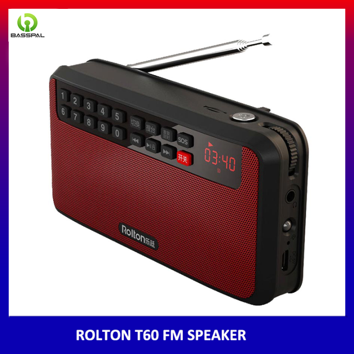 BassPal Rolton T60 Máy Phát Thanh Stereo Radio MP3 Loa Thẻ Di Động Mini Loa  FM Walkman Có Màn Hình LED Hỗ Trợ Thẻ TF Để Phát Nhạc 