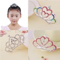 【BEIBEI】 Childrens Crown Insert Comb Jewelry Princess Birthday Coronal Headdress Kids Rhinestone Crown Hairpin Students Show Headdress Tiara Hair Accessories