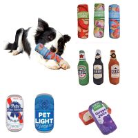 Pet Dog Plush Squeaky Toys Chip Soft Bite-Resistant Clean Teeth Chew Toy Puppy Training Beer BB Barking Sounding Dog Accessories Toys