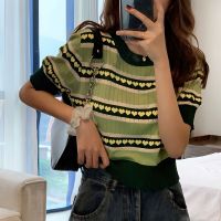 Love Short-Sleeved Tops For Women Summer 2023 New Korean Style Loose Knitted Bottoming Shirt Versatile Short T-Shirt Ins Trend