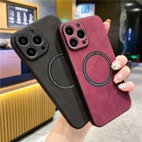 Floveyoo เคสโทรศัพท์หนังชาร์จไร้สายแม่เหล็กสำหรับ iPhone 14 13 12 11 Pro Max XR XS Max 13Pro 14 Plus ฝาครอบป้องกันเลนส์