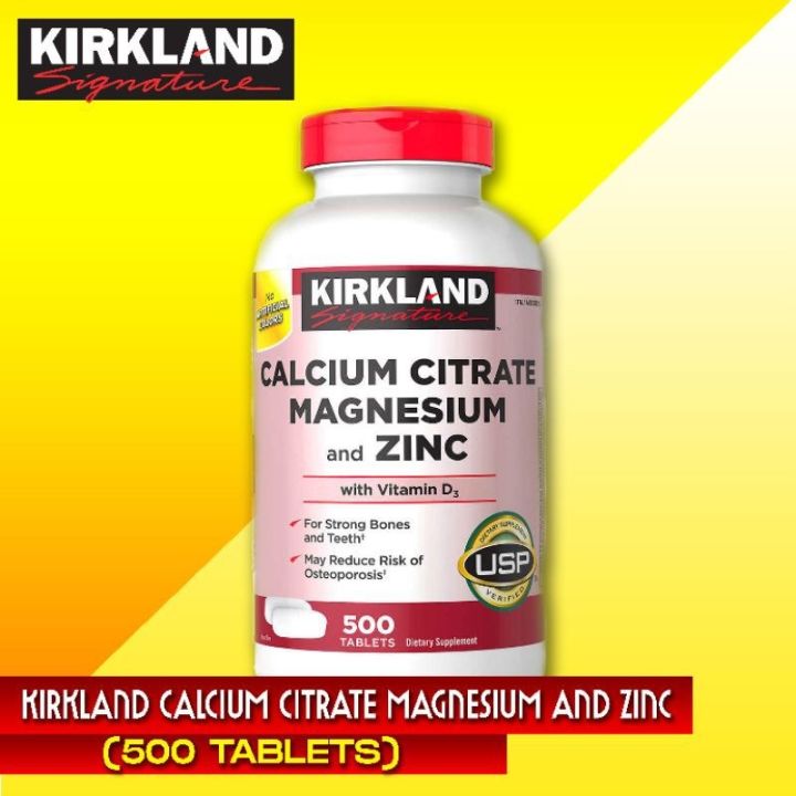 Kirkland Signature Calcium Citrate Magnesium and Zinc - 500 Tablets 