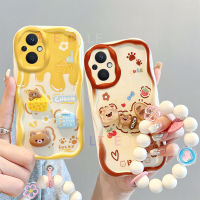 LIFEBELLE เคสสำหรับ OPPO Reno7 Z 5G,มาพร้อมกับกรอบลวดลายครีมกระต่าย3D หมีสายคล้องมือดอกไม้เคสโทรศัพท์แบบนิ่มเคสด้านหลังซิลิโคนสาวน่ารักลายการ์ตูน