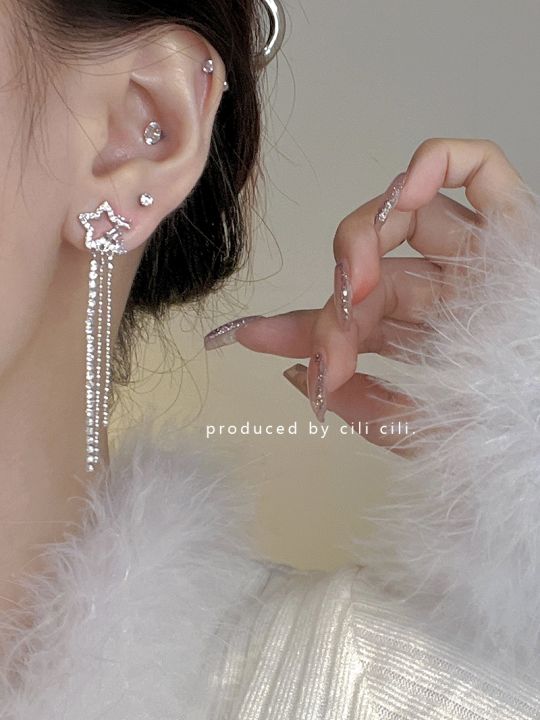 fashion-earrings-ต่างหูเงินแท้925-ต่างหูเกาหลี-ต่างหูแฟชั่น-พร้อมกล่อง