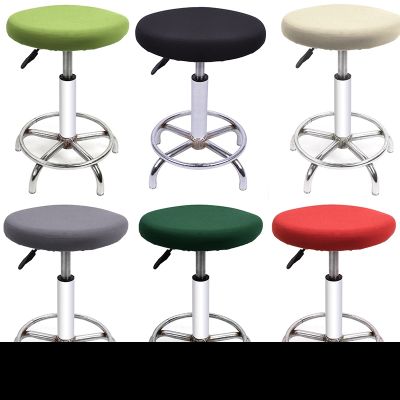 Elastic Bar Stool Cover Round Chair Cover Removable Seat Cushion Slipcover Anti-dirty Case Solid Color Home Chair Protector