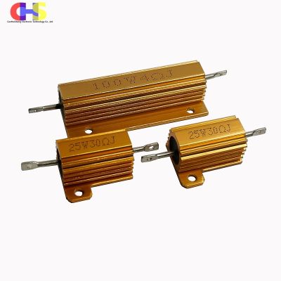 RX24 High-power Gold Color Aluminum Case Resistor 5W 10W 25W 50W 100W 1R 10R 22R 50 100R 1K 10K 100K Heat Dissipation Resistance