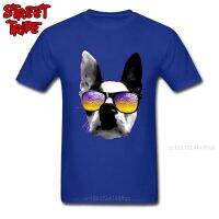 Sunglasses Dog Cool Tshirts Men Tops T Shirt Hipster Funny Tees High Quality Shirts O-Neck Summer Pure Cotton Streetwear Blue 【Size S-4XL-5XL-6XL】