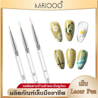 KARIOOO ชุดพู่กันเพ้นท์เล็บ ปลายแหลม 3ขนาด (ด้ามใส ) ด้ามคริสตัน NG191