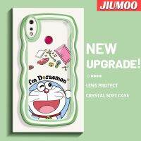 เคส JIUMOO สำหรับ Realme 3 Pro เคส3i Realme ลายการ์ตูนโดราเอม่อนมีความสุขดีไซน์ใหม่สีสันสดใสลายดอกไม้ขอบครีมกันกระแทกแบบใสนุ่มเคสมือถือโปร่งใสลายกล้องถ่ายรูปสร้างสรรค์เรียบง่ายปลอกป้องกันอ่อนโยน