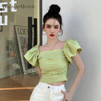 HolidayQueen Niche Design วันหยุดฤดูร้อน Avocado จีบ Bubble Sleeve เสื้อยืด Top SML XL จัดส่งฟรี HQ1446