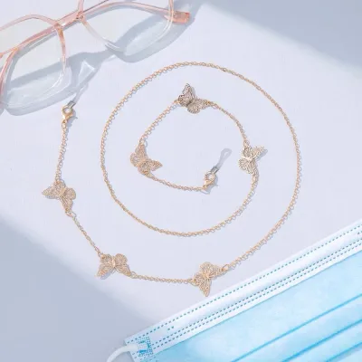 Gold Color Butterfly Glasses Chains Sunglasses Chain Necklace Female Fashion Necklace Cord Holder Neck Strap Rope Accessories