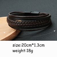 CIFbuy New Punk Braid Leather Bracelet for Men Black and Clasp Wristband Male Jewelry Vintage Fashion Best Gifts