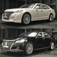 หุ่นโลหะจำลองรถของเล่นรถโลหะผสมหล่อจากรถ1:24 Toyota Crown พร้อมไฟดนตรีแบบดึงถอยหลังเปิดประตู6บานสำหรับเด็ก