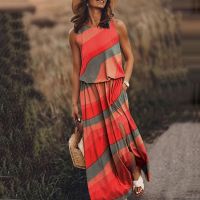 Flower Printed Maxi Dresses O Neck Sleeveless Long Dress Boho Tank Women Dresses Outfits 2023 Wedding Guest Sundress Vestidos