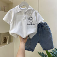 Boys Polo Shirt Suit 2023 New Summer Fashion Baby Korean Style Childrens Cool Handsome Fried Street Short Sleeve Clothes Fashion