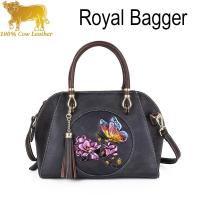 Royal Bagger Handbag For Women Girls Genuine Cow Leather Fashion Shoulder Sling Bag Top Handle Bags Retro