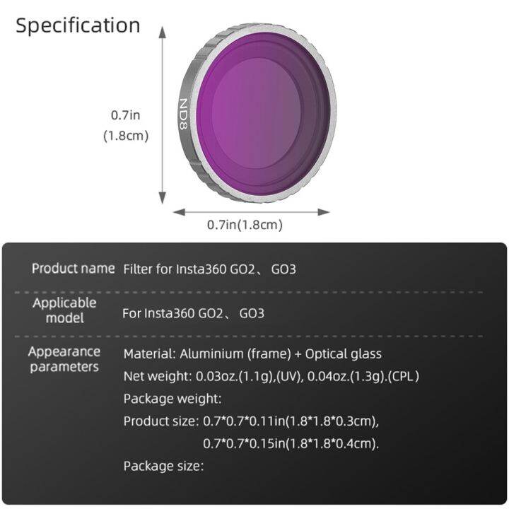 ดั้งเดิม-สำหรับ-insta360-go2-3เลนส์กรองแสง-nd8-nd16-nd32-ccu-mcuv-คอมโบชุดฟิลเตอร์สำหรับ-insta360-go-3กล้องแอคชั่นแคมเมราอุปกรณ์เสริม