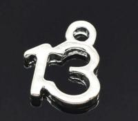 DoreenBeads Silver color Number Age 13 Charm Pendants 11x9mmsold per pack of 50