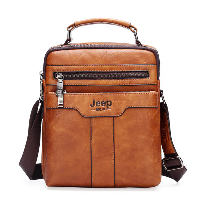 2021JEEP BULUO High quality Tote Fashion Business Man Messenger Bag Big Size Split Leather Bags Brand Mens Crossbody Shoulder Bags