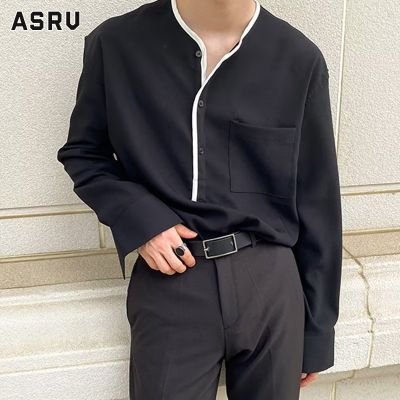 ASRV เสื้อยืดผู้ชาย เสื้อผ้าผู้ชาย t shirt for men เสื้อยืดแขนยาวแบบบางเสื้อคอกลมเสื้อผ้าอินเทรนด์สไตล์เกาหลี