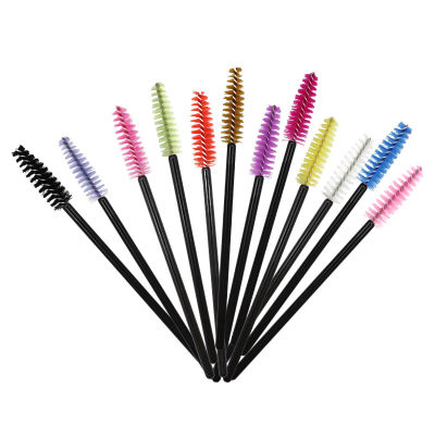 HOT 50 Pcs แปรงขนตาไนลอนแบบใช้แล้วทิ้ง Black Rod Mascara Brush Comb Microbrush Soft Head Brushes For Women Makeup Tools