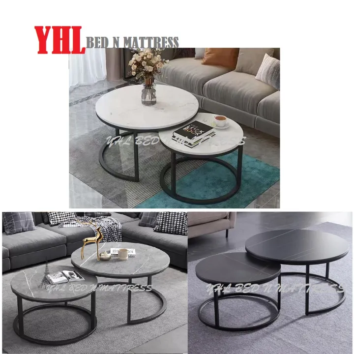 Yhl Round Sintered Stone Top Coffee, Small Stone Top Coffee Table